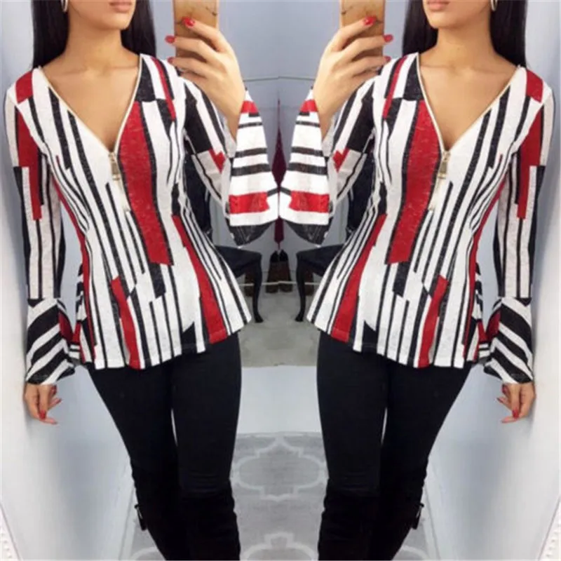 

Women Shirts Fashion Women Striped Casual Top Shirt Ladies Loose Long Sleeve Top Camisas Femenina