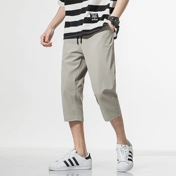 

Hip Hip Calf-Length Pants Men Vintage Cargo Harem Pant Streetwear 2020 Summer Solid Harajuku Jogger Sweatpant Men Trousers