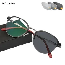 Фотохромные очки для чтения, винтажные двухцветные металлические полуоправы, очки для пресбиопии, очки унисекс, диоптрия от 0 до+ 6,0