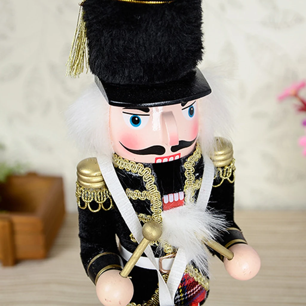 30cm Holiday Soldier w/ Bagpipes Wooden Traditional Christmas Solider Toy Soldier with Bagpipes Plaid Nutcracker Gift Toy