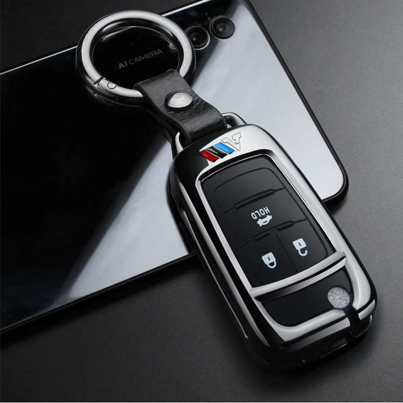 Чехол для ключей автомобиля из цинкового сплава Buick, Chevrolet Cruze Opel Vauxhall Mokka Encore FlipAuto Astra J Corsa D Zafira C Insignia - Название цвета: A black ring set