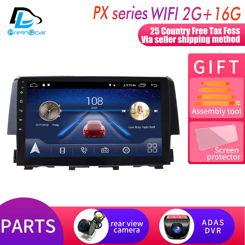 LX player cam DVR 4G Lte Android 9,0 gps Мультимедийная навигационная система для Honda Civic- лет автомобильный dvd-плеер Подушка монитор подголовник радио - Цвет: LX player cam DVR