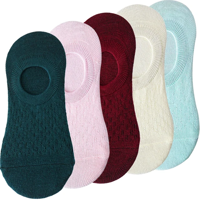 10 pieces = 5 pairs Women Invisible Solid Color Socks Slippers Ladies Polyester Cotton Non-slip Silicone Ankle Socks skarpetki 5 pairs 10