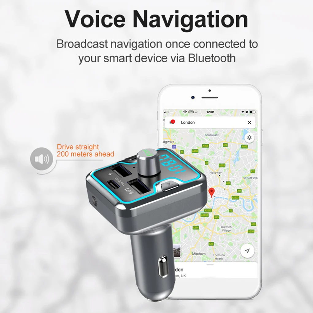 Автомобильный MP3-плеер Bluetooth телефонный звонок громкой связи ответ на два порта usb type-c быстрое зарядное устройство беспроводной музыкальный проигрыватель