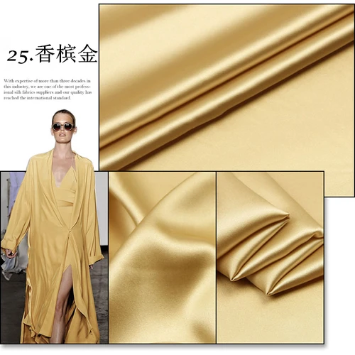 1 метр Высококачественная эластичная имитация шелковой атласной ткани для свадебного платья высококачественное украшение Роскошная ткань украшение - Цвет: Gold