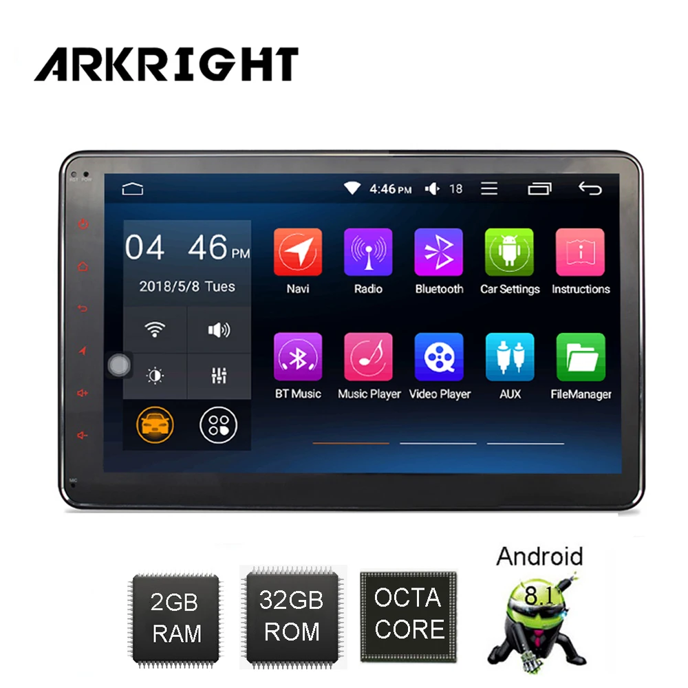 ARKRIGHT 10,1 ''1Din Авторадио gps 2 Гб системный блок Android8.1 автомобилей Радио Стерео Аудио мультимедиа плеера ips экран /с DSP