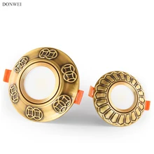 Европейский стиль роскошный медный 5 Вт COB прожектор встроенный медный винтажный светодиодный светильник для гостиной кухни коридора домашнего декора