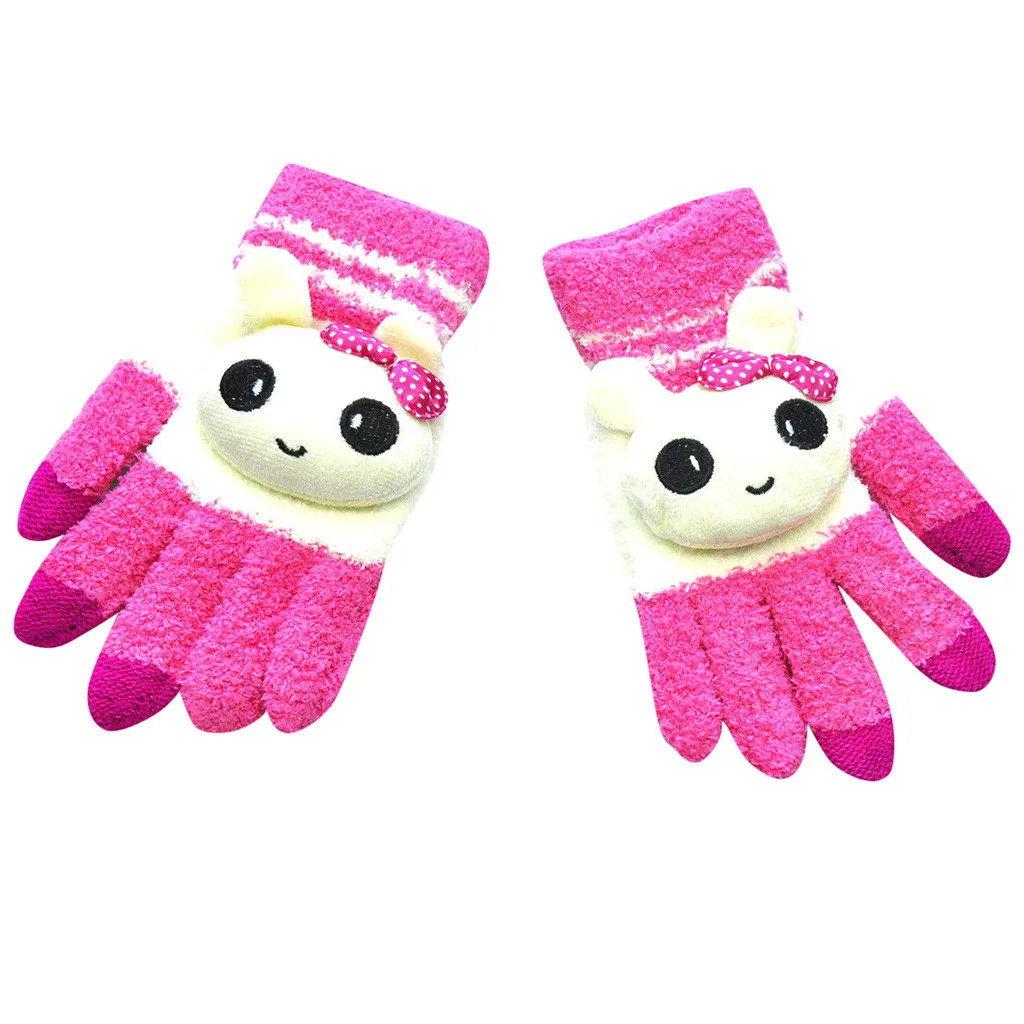 mens suede gloves Kids Gloves New Years Cute Cartoon Bear Boys Girls Glove Winter Knit Wool Newborn Warm Mittens Velvet Thick Children Guantes max grip gloves