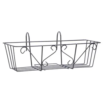 

1pc Iron Plant Stand Hanging Planter Pot Flowerpot Planter Wall Mounted Square Flower Rack Iron Metal Stand (Black)