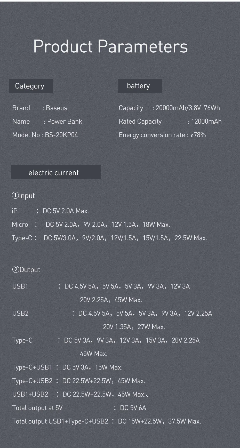 Baseus 20000 мАч Быстрая зарядка 3,0 внешний аккумулятор USB PD 45 Вт Быстрый 20000 внешний аккумулятор для iPhone Xiaomi Mi huawei Внешнее зарядное устройство