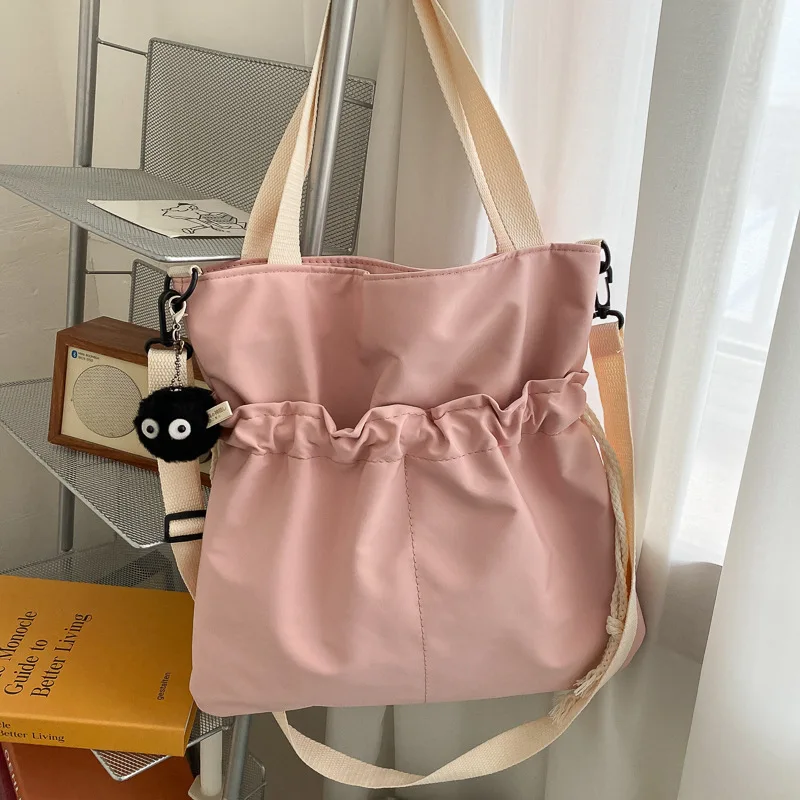 

New 2021 Fashion Women Oxford Drawstring Large Capacity Casual Handbag Girls Students Shoulder Bags Travel Shopping Tote Bags
