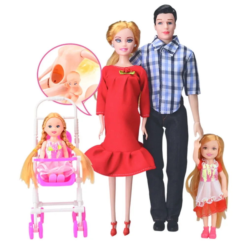 Горячие 5/6 человек семья кукольные костюмы мама/папа/сын ребенок/Келли/карета Игрушки для девочек мода для беременных куклы детские игрушки - Цвет: Style 1