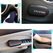 Для Suzuki Celerio, 1 шт., углеродное волокно, кожа, авто подушка для ног, наколенник, Автомобильный Дверной рычаг, автомобильные аксессуары, защита для автомобиля