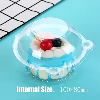 

100pcs Clear Plastic Dome Single Cupcake Boxes Cups Cake Pods Cupcake Containers can cover portable Cookies Candy packing box