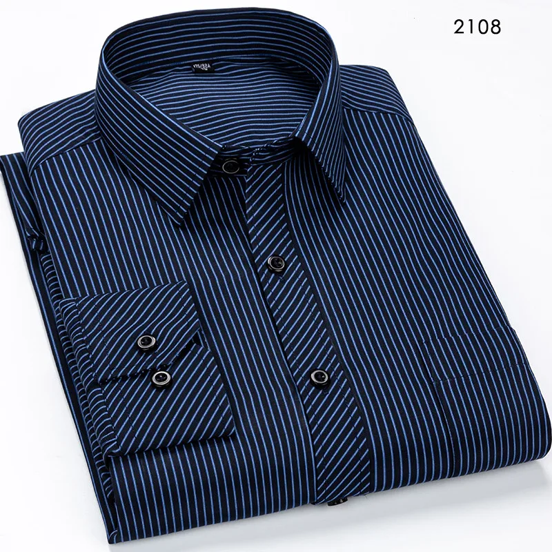 Брендовые новые дизайнерские рубашки в синюю полоску Camisa Social белый темно-синий классический приталенный костюм Foraml Мужская рубашка Корейская одежда для мужчин 6XL 7XL