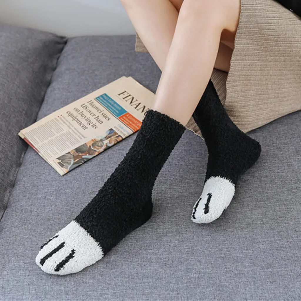 Women Fashion Lovely Cat Claw Coral Thickening Fuzzy Middle stockings Socks ladies suitable socks for you