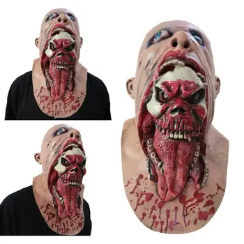 

Unisex Women Men Halloween Horrible Deluxe Latex Clown Mask Zombie Scary Full Face Head Mask Fancy Dress Party Supplies