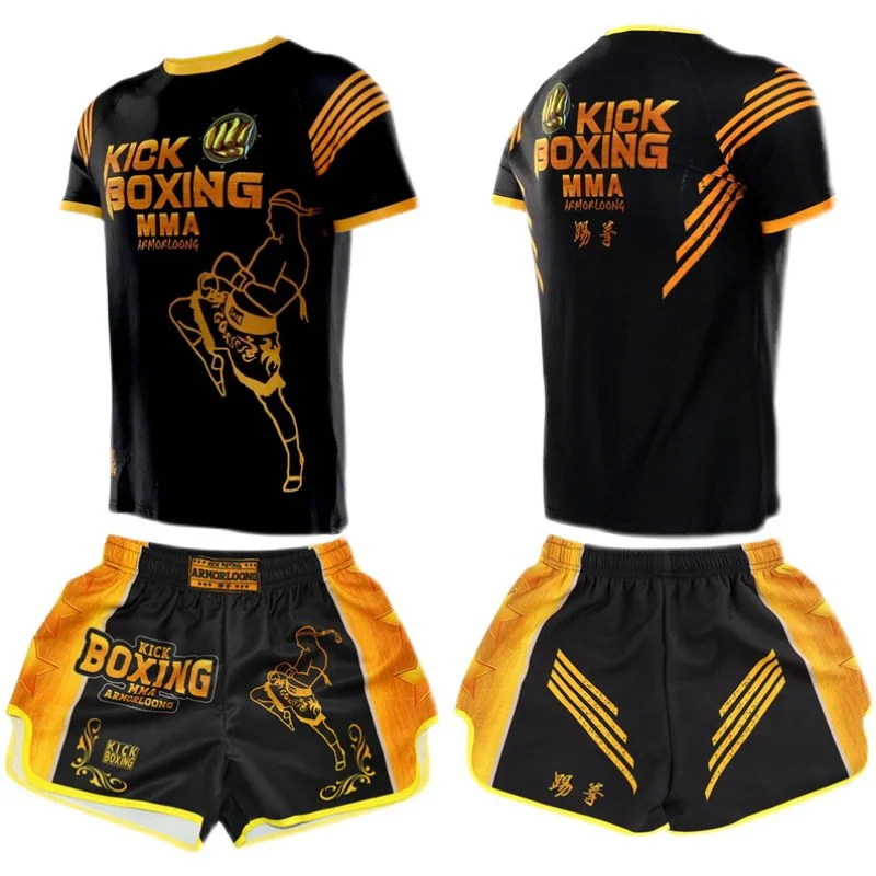 

Kickboxing Shorts Boxing T Shirt Set Muay Thai Shorts Rashguard MMA Jiu Jitsu Men's Women's Sanda Bjj Martial Arts Fight Wear