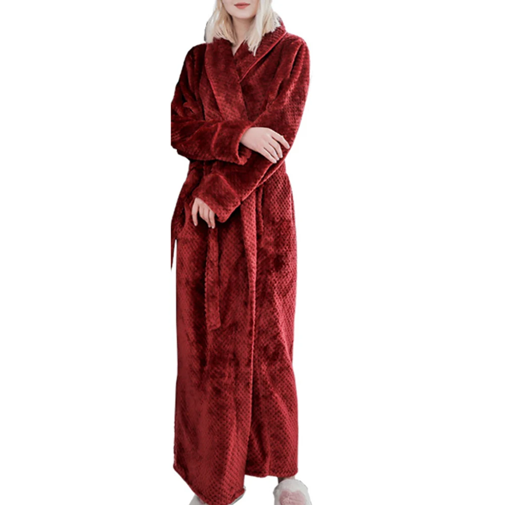Clásico otoño e invierno спандекс пижамы de poliéster cosido Пижама largo párrafo nuevo/albornoz/11,11 - Цвет: Wine Red