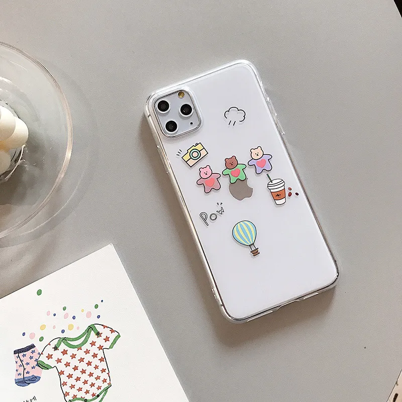 Cute cartoon bear clear phone Cases for Huawei P20 P30Lite Mate 20Pro 30 Nova 3 4 5Pro 5i Honor 8X 9X 10 20 V20 Y9 Cases - Color: 1