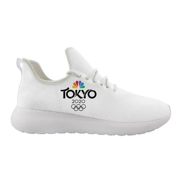 

Leisure White Platform Shoes Japan Olympic Logo Ladies Comfortable Sports Shoes Women Knitting Mesh Sneakers for Teenager Mujer