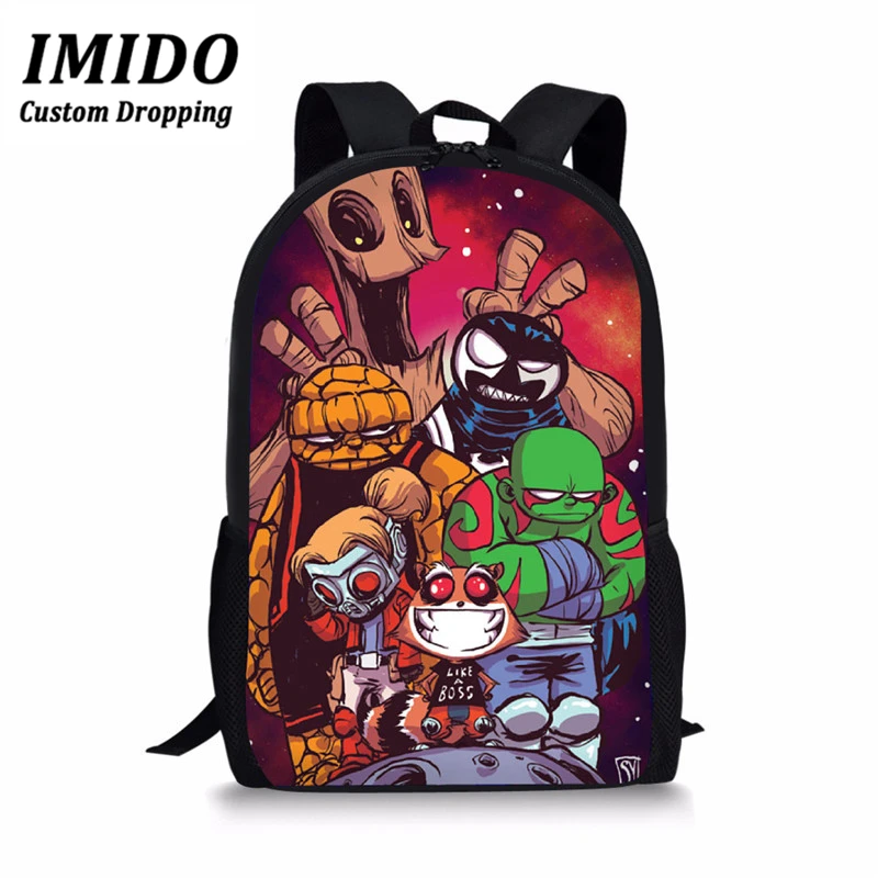 IMIDO школьная сумка с рисунком из мультфильма «I am Groot» для мальчиков-подростков, классная ортопедическая школьная сумка черного цвета, милые детские школьные сумки Mochilas - Цвет: WLL5797