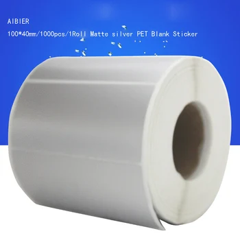 

AIBIER Matte silver waterproof label 100*60mm 500pcs/1Roll Thermal transfer blank PET barcode Labels adhesive printed sticker