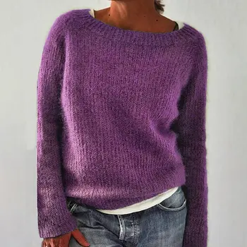 

Ladies Knitted Sweater Women Pullovers Knit Jumper Autumn Basic Women Sweaters Pullover Soft Loose Top Knitwear Female