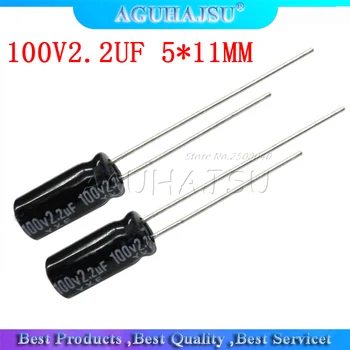 

50PCS Higt quality 100V2.2UF 5*11mm 2.2UF 100V 5*11 Electrolytic capacitor