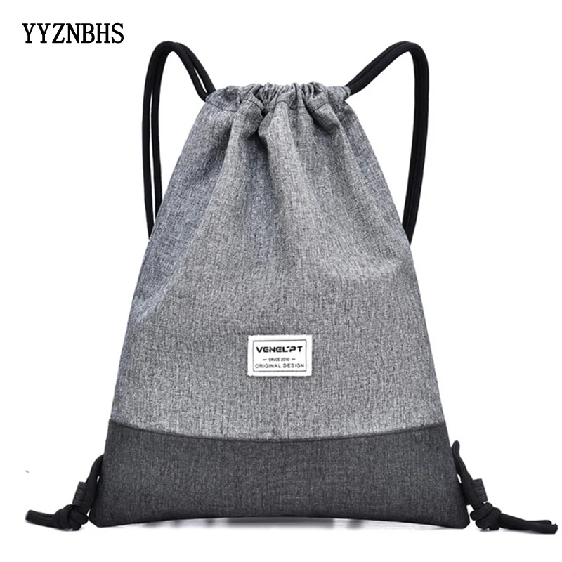 Women Men Drawstring Bags Women Canvas Backpack Beach Bag Outdoor Fitness Sport Bag Bundle Pocket Travel Softback Women Mochila