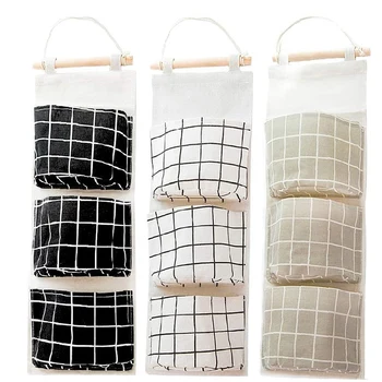 

3Pcs Wall Closet Hanging Storage Bag, over the Door Organizer, Hanging Storage Pouches with 3 Pockets