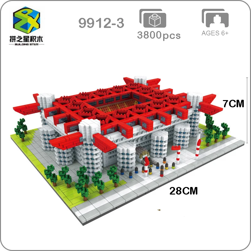 

International AC Milan Football Club San Siro Meazza Stadium Model Mini Diamon Building Small Blocks Toy for Children no Box