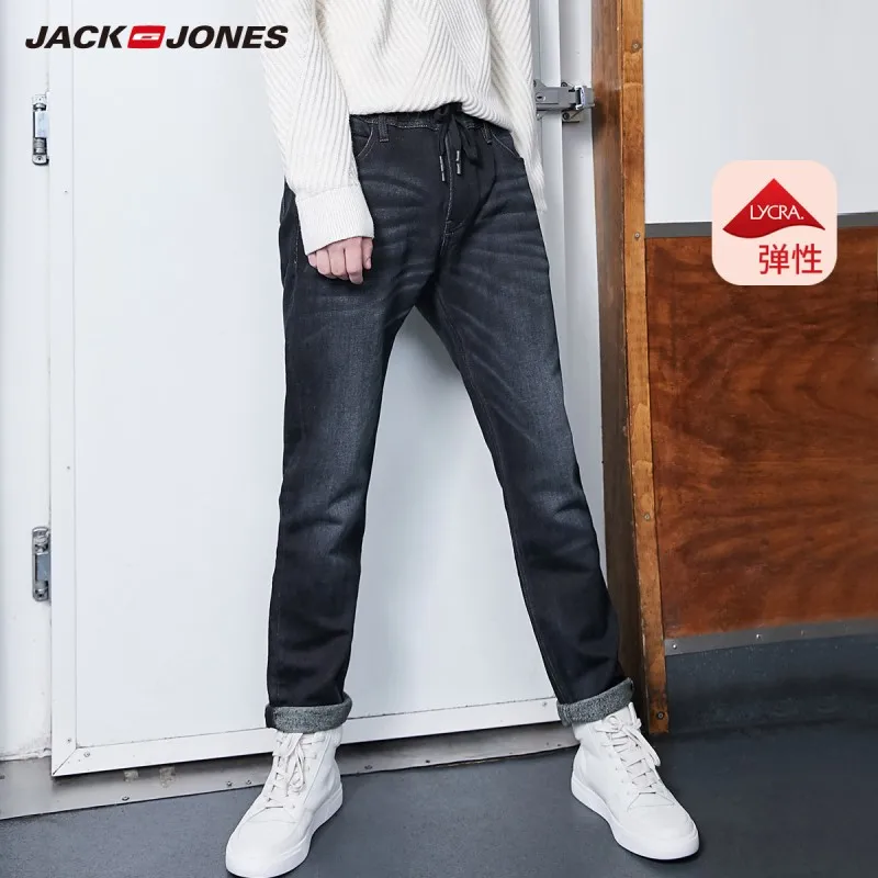 JackJones мужские зимние хлопковые Стрейчевые джинсы, теплые джинсовые штаны, мужская одежда 219332586