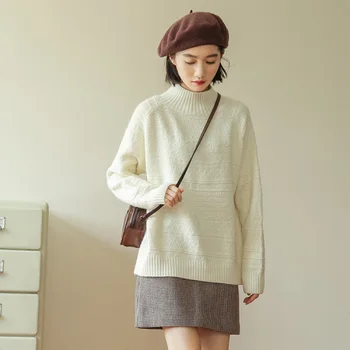 

FMFSSOM 2020 new spring women Turtleneck long sleeve solid color knitted sweater female casual knitting sweater