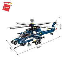 Qman militar tempestade helicóptero bloco de construção coleta 8 modelos conjunto brinquedo grande combinação kit crianças brinquedos com 381 peças