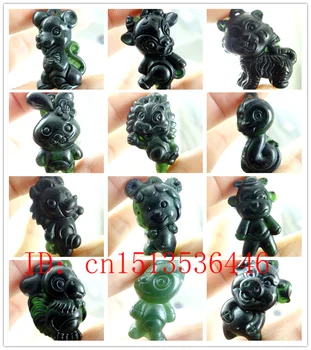 

Black Jade The Chinese Zodiac Pendant Necklace Charm Jewellery Fashion Accessories man Luck Amulet Gifts Free rope
