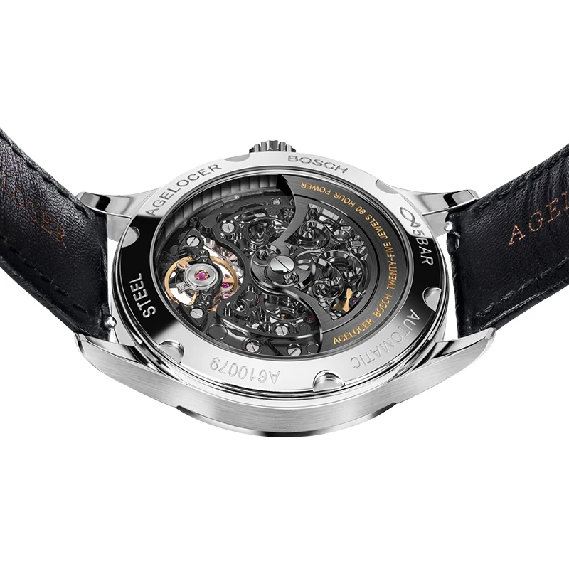 AGELOCER Original Baroque Art Carved Watch Men's Luxury Skeleton Automatic Mechanical Watch Birthday Gift for Men