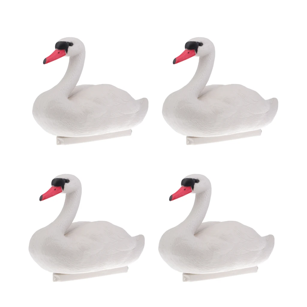 Pack of 4 Floating Swan Hunting Decoys Garden Decoration Scarecrow, Land or Water Use