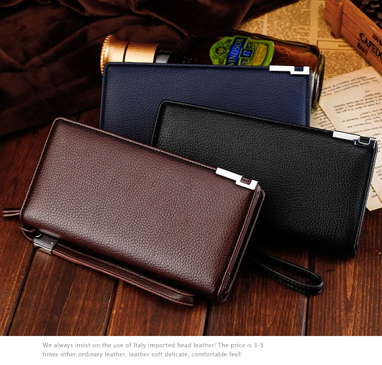 Korean Men's long hand wallet Trendy luxury wallets high quality multi-function clutch bag multi-card wallet large capacity bag