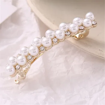 

Fashion Women Pearl Hair Clip Crystal Rhinestone Hairpin Girls Barrette Hairgrip Headwear Hair Accessories