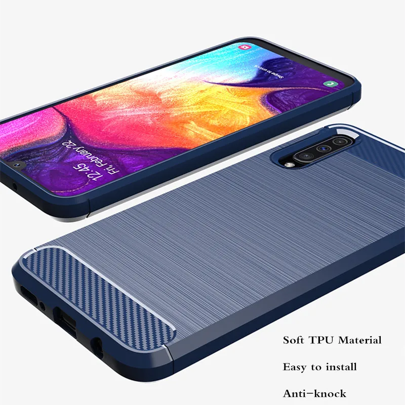 10pcs/lot Brushed Carbon Fiber Soft Bumper Back Cover Case For Samsung Galaxy A6 A8 Plus A7 A9 A9 Star Lite