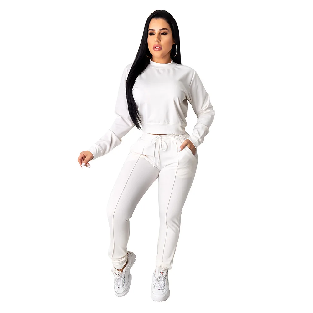 sportwear set Echoine, осенне-зимний женский спортивный костюм, комплект из 2 предметов, укороченный топ и штаны, комплект спортивной одежды, подходящий комплект, свитшот для тренировки, женские костюмы для бега - Цвет: sportwear set