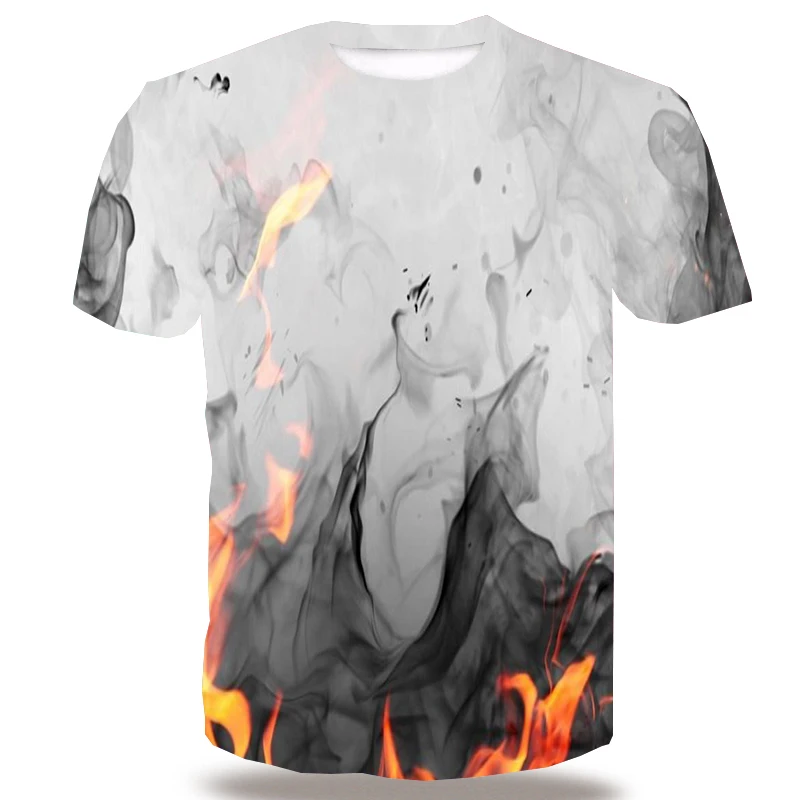 

UNEY Flame Tees For Men US Size 3D Shirt Men's 3D Pattern T Shirt Fire Tees Summer 2020 New Top Tees