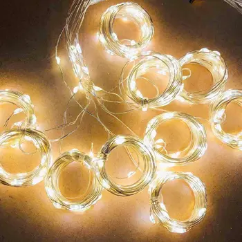 

100 LEDs USB Curtain String Light Brass Wire LED 8 Modes Holiday Home Decor Q0KF