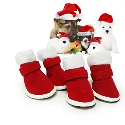 2019 Рождественская теплая бархатная красная Обувь для собак, щенков, новогодний подарок, щенков 4/ручной 10,2