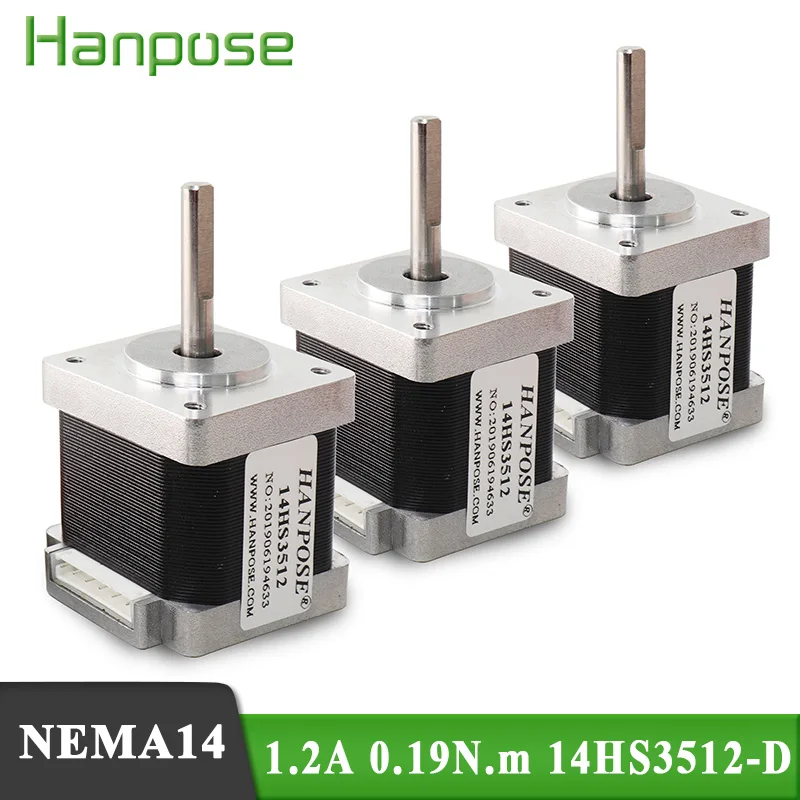

HANPOSE 35mm 4-lead 1.2A 0.19N.M 14HS3512-D Step Motor for 3D Medical machinery accessories Nema14 Stepper Motor