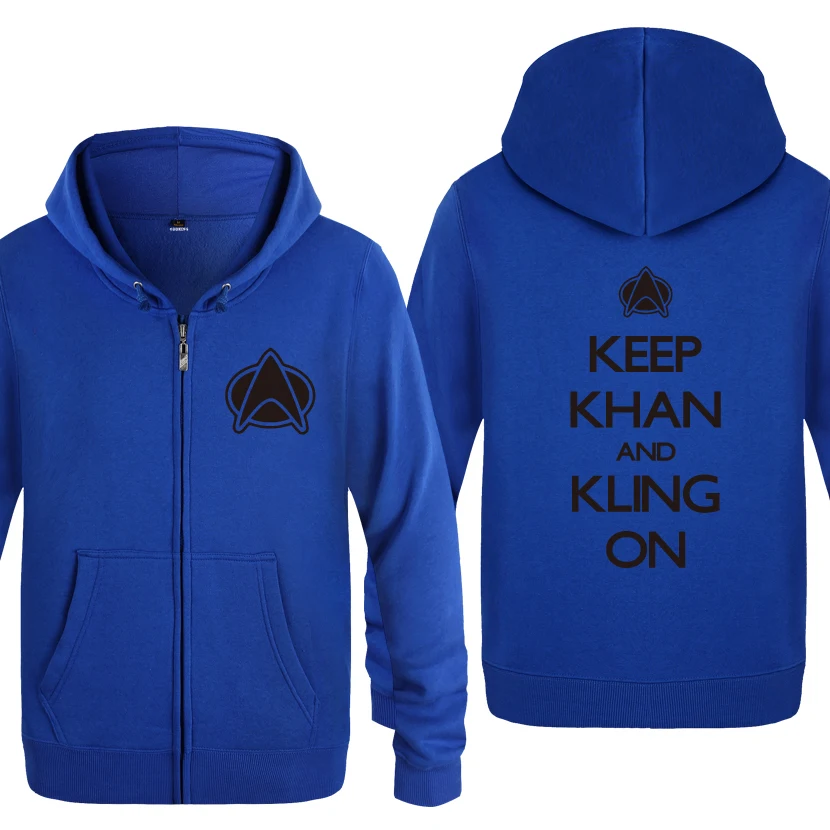 Keep Khan And Kling On, новинка, забавные толстовки для мужчин, мужские флисовые толстовки на молнии с капюшоном, кардиганы - Цвет: LAY HET