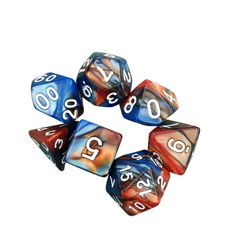 DND забавные вечерние аксессуары для игр 7 шт./компл. многогранные кости полиэдральный D4-D20 многосторонний акриловые кости Красочные идеальный подарок 30DE10
