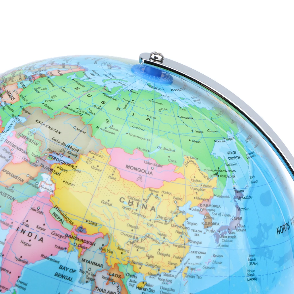 20cm Metal Base Geographical World Globe Map Educational Learning Toy - B