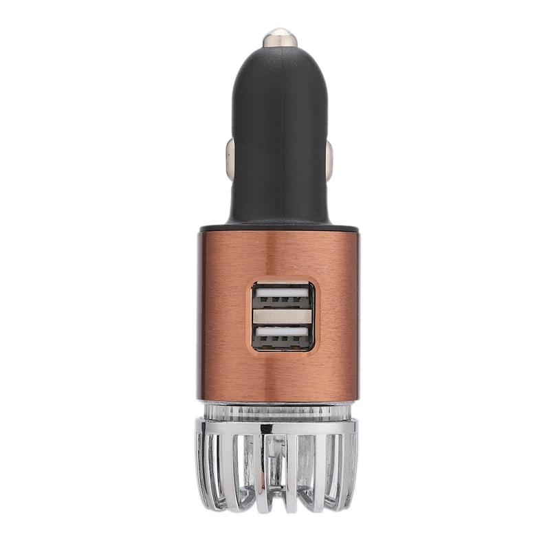 

2 in 1 NanoActive Ionic Car Air Purifier - with Dual USB Chargers To Quickly Eliminate Allergens & Smoke, Pollen, Pets, (Gold)